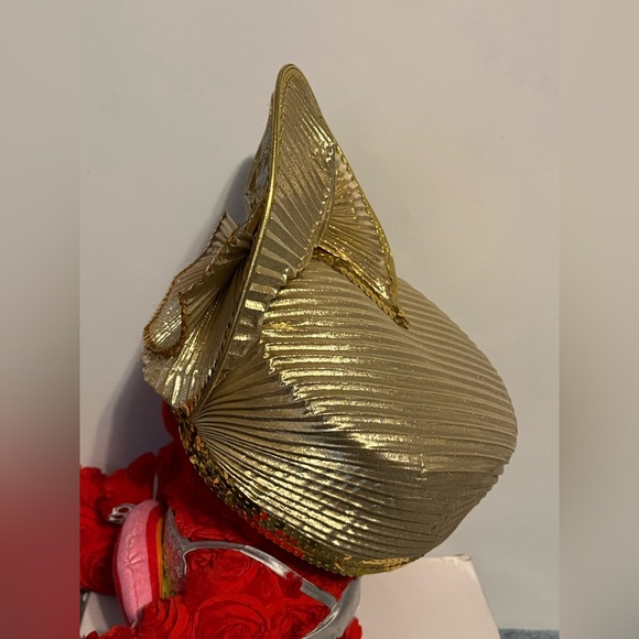 Mr Hi’s Vintage Elegant  Metallic Gold Women's Hat - Picture 2 of 11